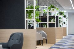 Long open study space with plant wall dividers