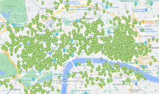The Locations in London that Planteria maintain plants